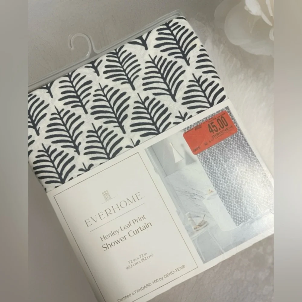 Everhome 72-Inch X 72-Inch Henley Leaf Long Shower Curtain in Maritime Blue